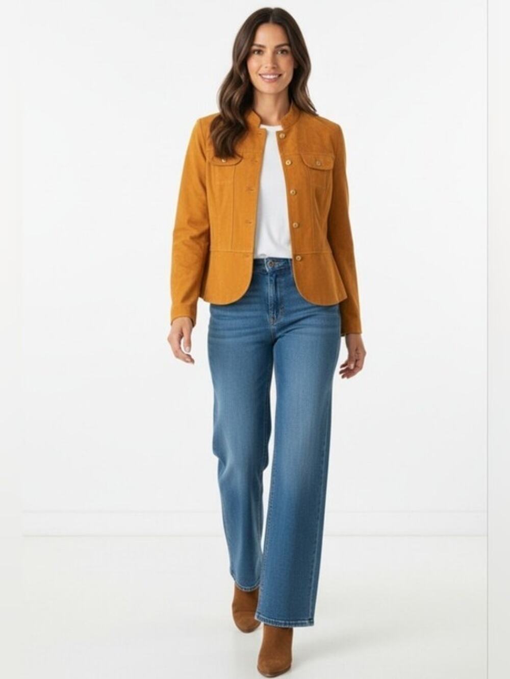 Coldwater Creek Cropped Jacket Sz S Mustard Yellow Sporty Preppy Equestrian  NWT